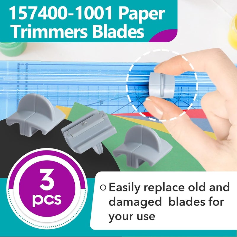 Joworthy 3 Pcs 157400-1001 Paper Trimmers Blades Replacement for Fiskars Blades, Compatible with 12" Portable Paper Cutter Style I Blade 1968701005, Grey - Image 2